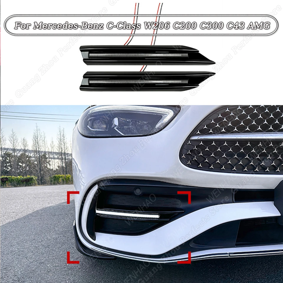 

2Pcs Front Bar Grille Daytime Running Turn Signal Guide Decorative Lights For Mercedes Benz C Class W206 C200 C300 C43 AMG 2022+