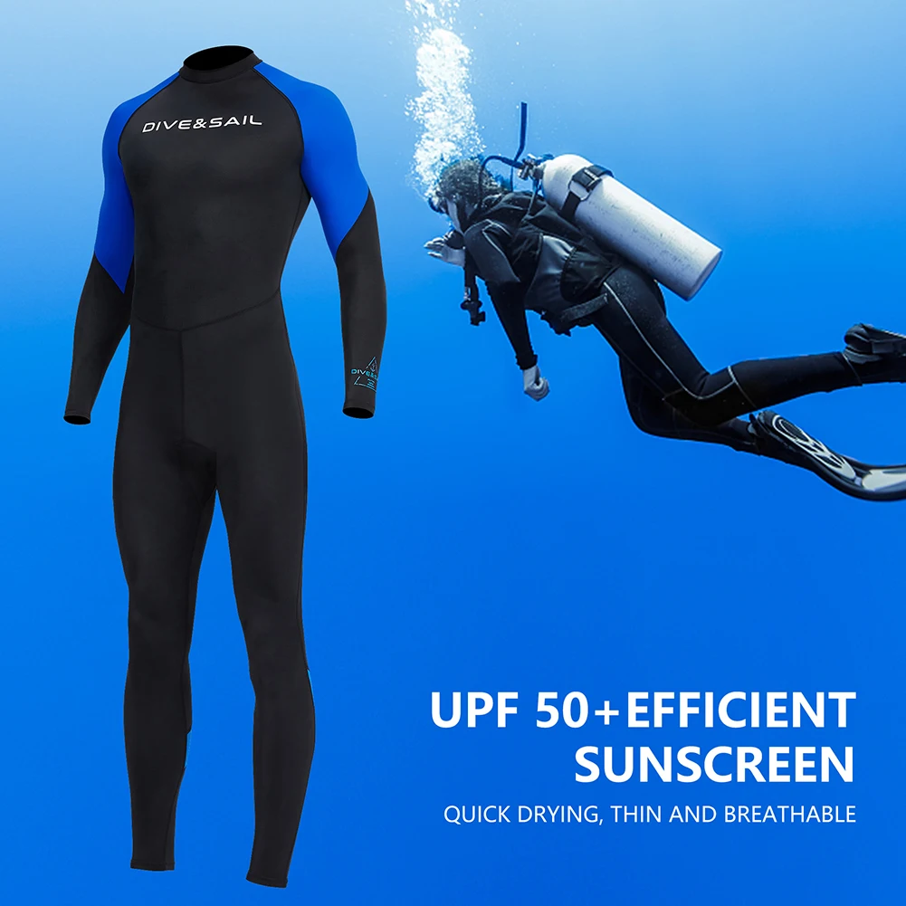 

Men UPF 50+Diving Skin Wetsuit Rash Guard- Full Body UV Protection Snorkeling Surfing Swimsuit with Zipper Elastic Breathable