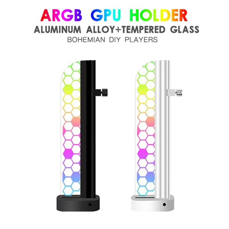 

1 Piece 5V 3Pin ARGB Graphics Cards Bracket Computer Graphics Card Holder ARGB GPU Holder Adjustable Support Stand Black
