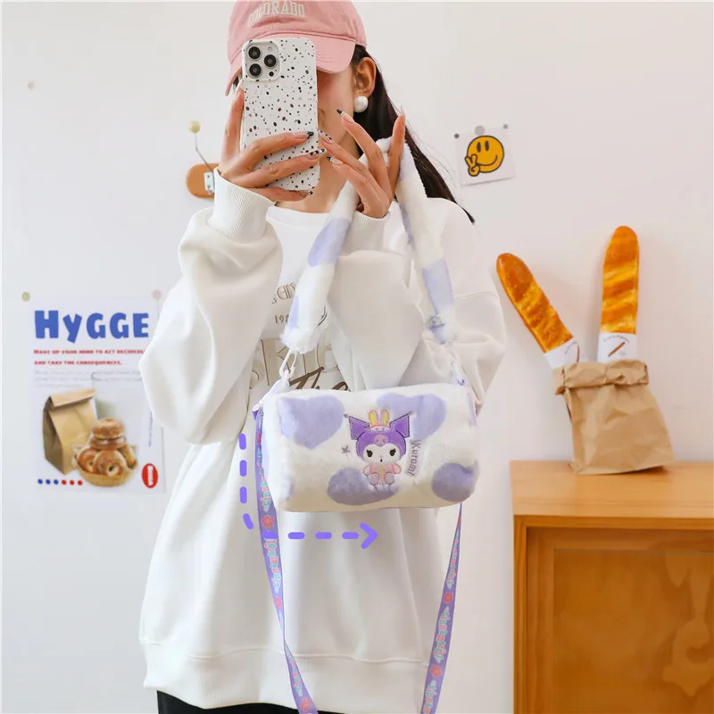 Xiuya Pink My Melody женская сумка на плечо плюшевая милая мультяшная вышивка