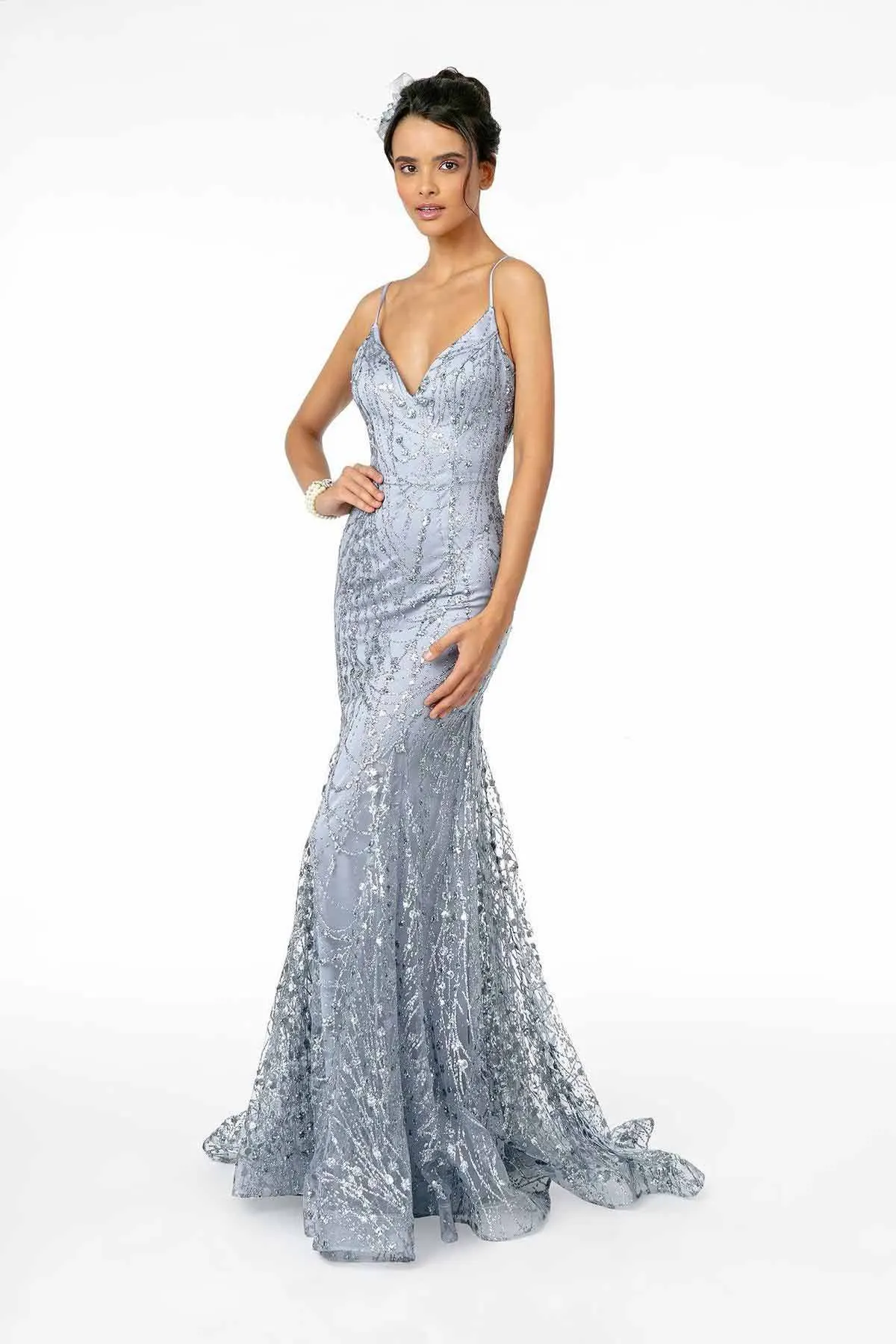 

Spaghetti Strap Deep V-neck Sequined Prom Dress Gorgeous Sexy Backless Slim fit Fashion Lace Elegant Party cocktail dresses