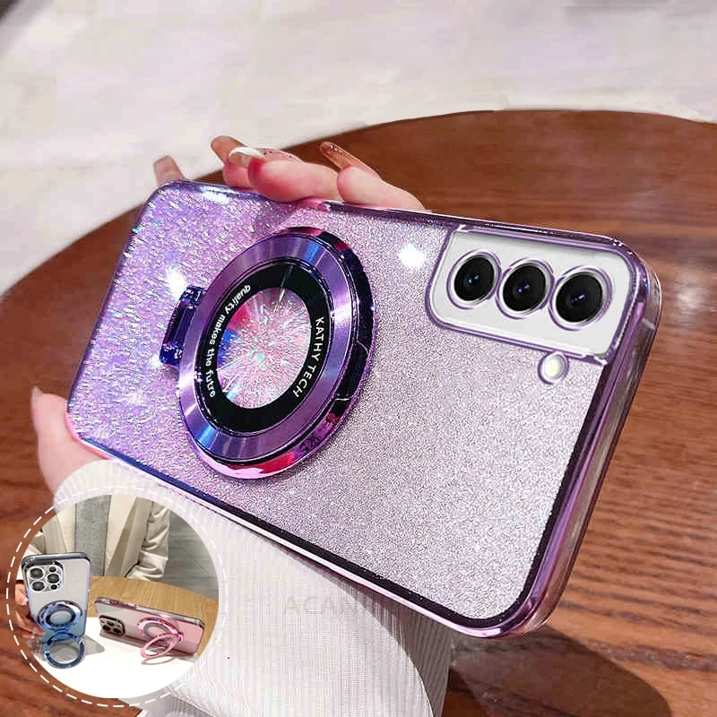 S 21 22 23 24 25 Силиконовый чехол с блестящим покрытием для Samsung Galaxy S21 S20 S23 S24 Fe S22 S25 Plus