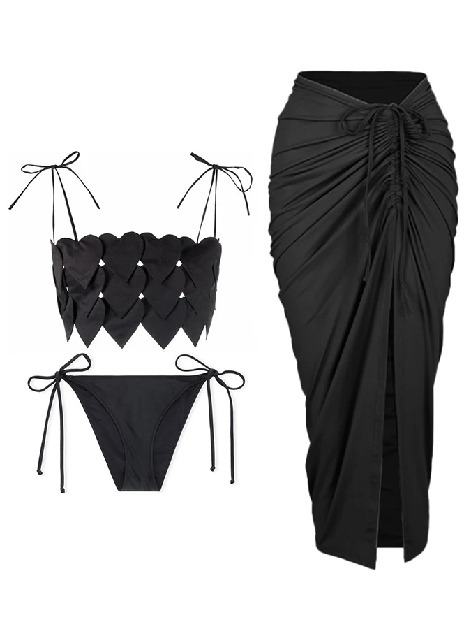 

2023 Women's New Arrival Five Clolor Stylish Fashion Solid Color Peach Heart Design Bikini Set