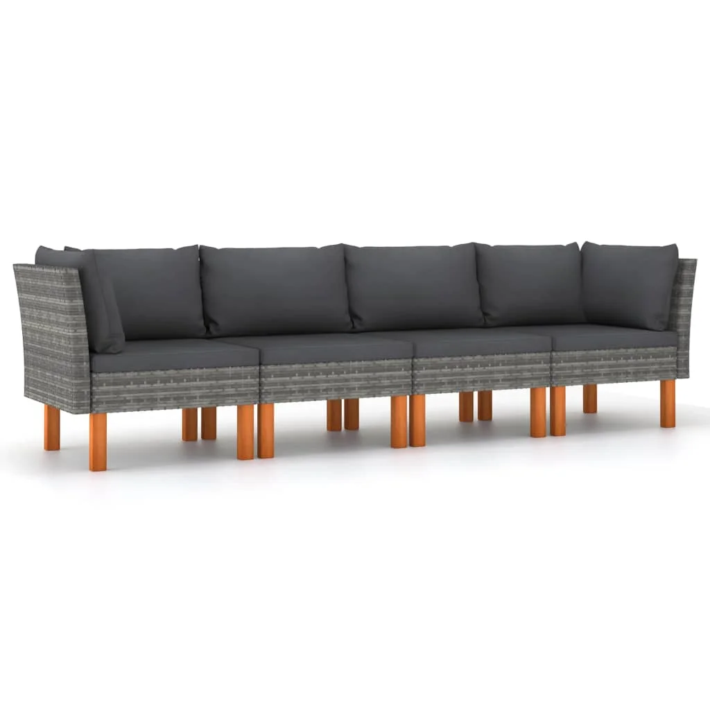 

Sofa garden 4 seater with cushions gray woven resin