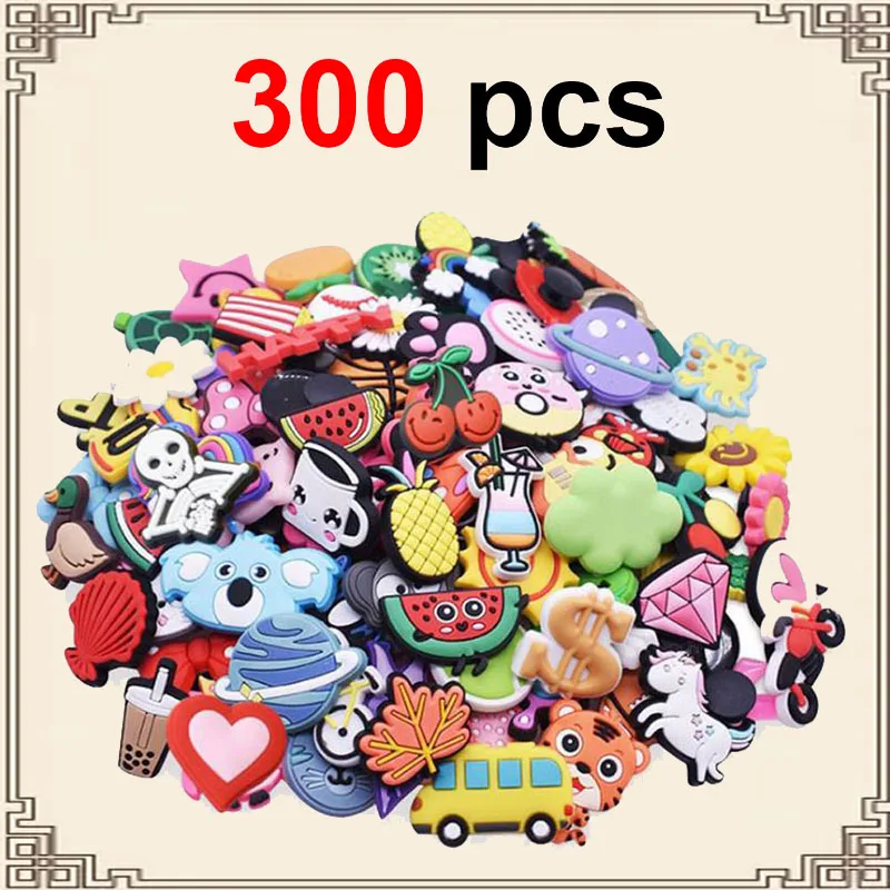 

Shoe Charms Accessories Fits for Crocs 300 Pack Random Decorations PVC Buckle for Kids Party Christmas Gifts Pins