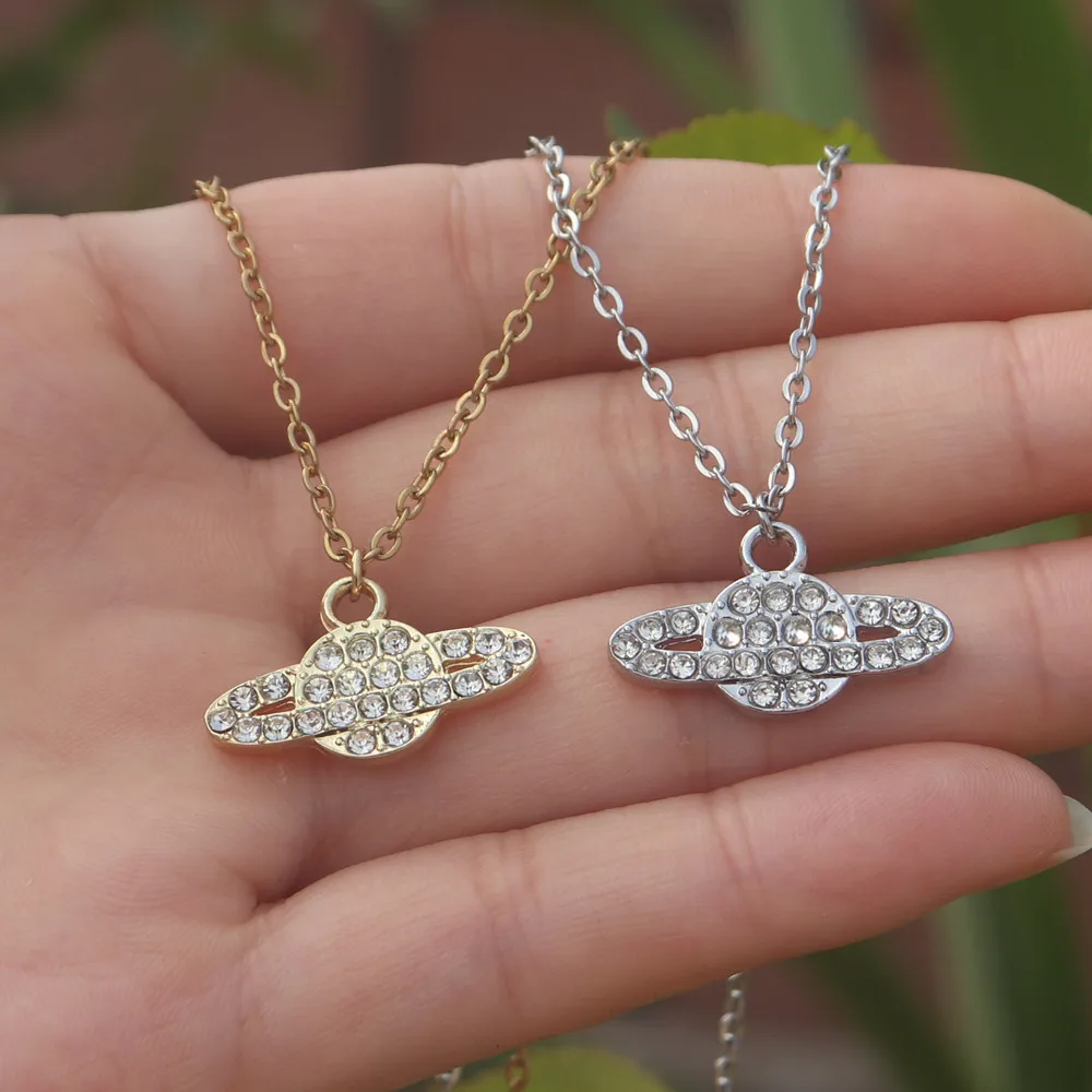 Ожерелье Saturn из нержавеющей стали женские минималистичные геометрические