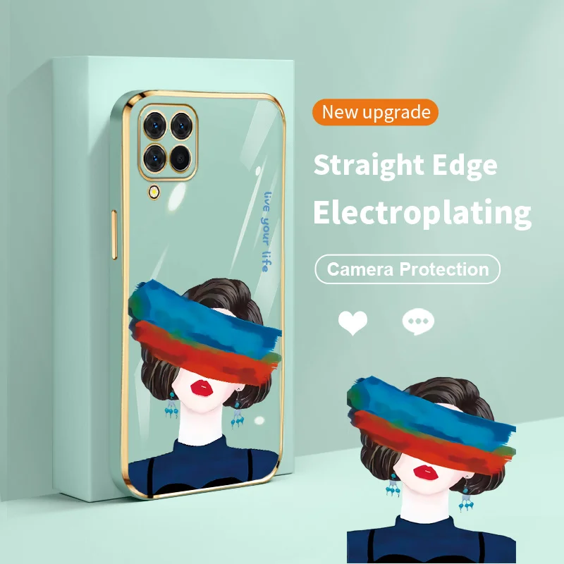 

Graffiti Eyes Girl Plating Lens Protection Phone Case for Samsung Galaxy A22 M32 4G M22 F22 A23 A30 A31 A32 A33 A42 M42 A50 A51