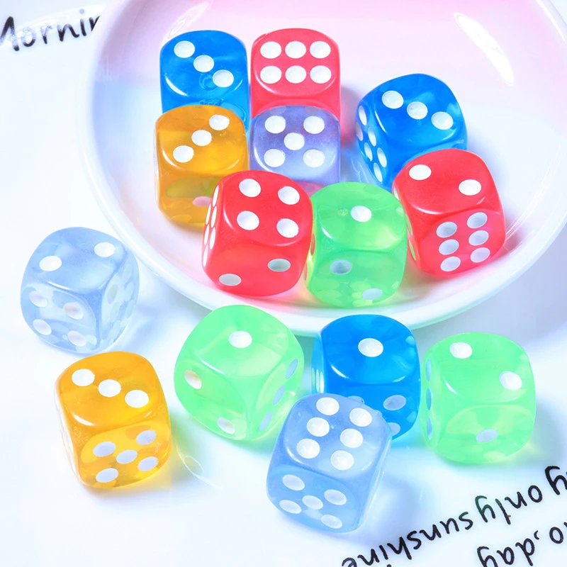 

10PCS 6 Sided Portable Table Games Dice 14MM Resin Round Corner Board Game Dice Party Gambling Game Cubes Digital Dices