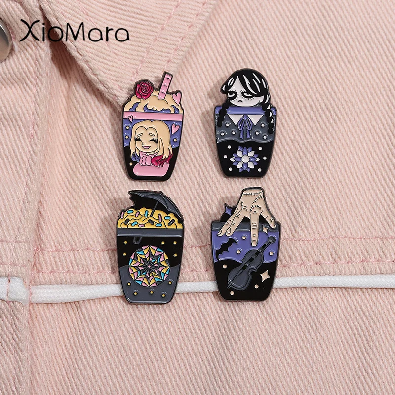 

Anime Film Braids Girls Enamel Pins Cartoon Punk Magic Drink Brooches Lapel Backpack Badge Jewelry Gifts For Friends