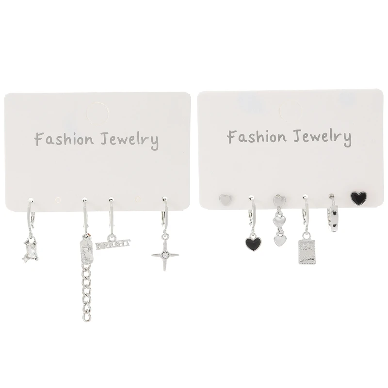 

Korean Fashion Black Dripping Oil Love Earrings for Women Girl Silver Color Metal Chain Earrings Party Jewelry Gift