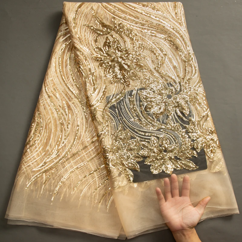 Кружевная французская сетчатая кружевная ткань SJD с блестками 2023 новейшая