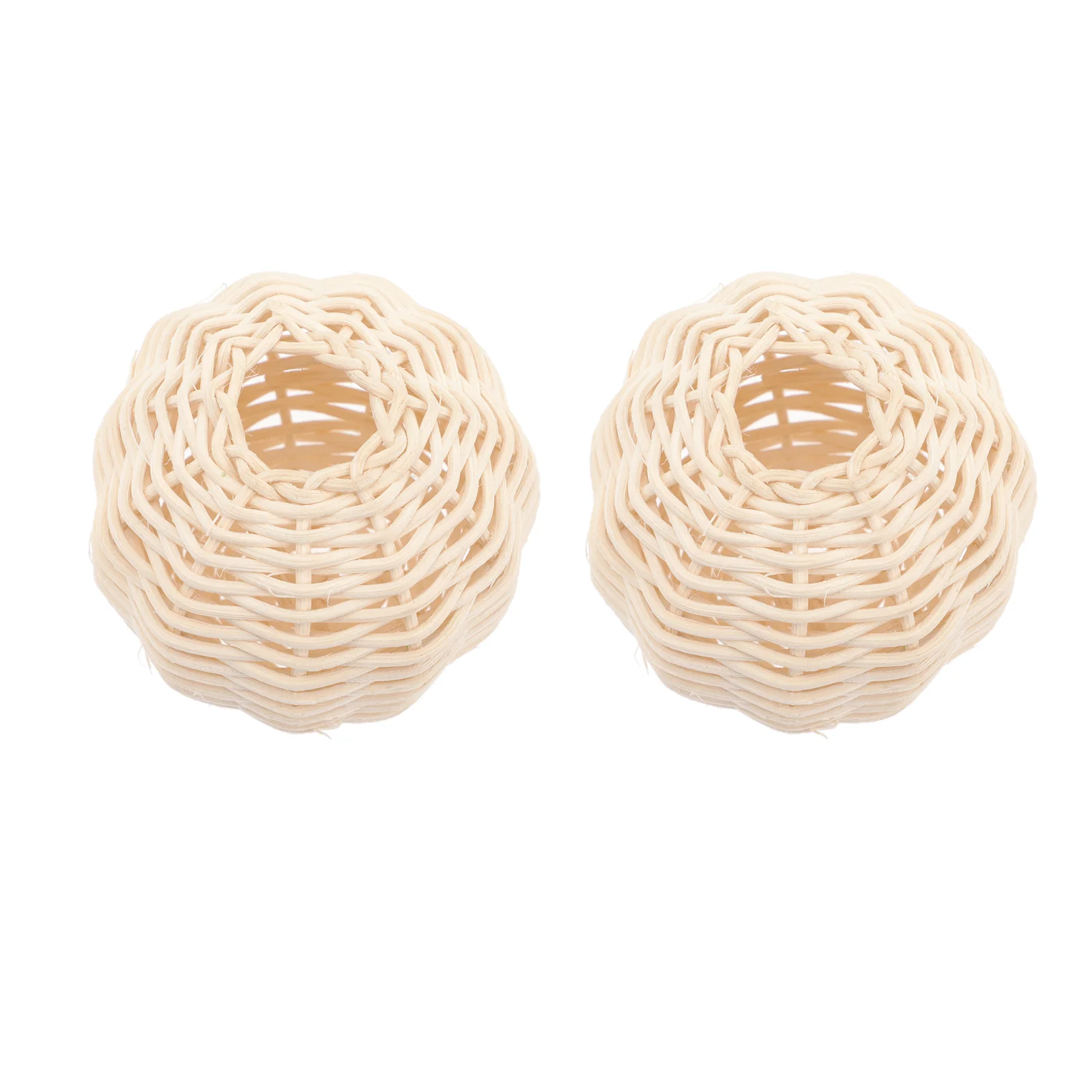 

2 Pcs Boho Basket Rattan Lampshade Woven Decorative Delicate Light Covers White Lampshades