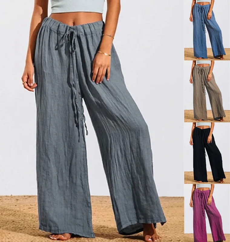 

Женская одежда новые брюки весна-осень модные большие свободные хлопковые конопляные повседневные брюки женские брюки Mujer Verano 2023