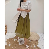 2022 y2k satin silky long flare skirt za woman clothes suit shorts urban korean fashion basic summer maxi vintage green oem midi