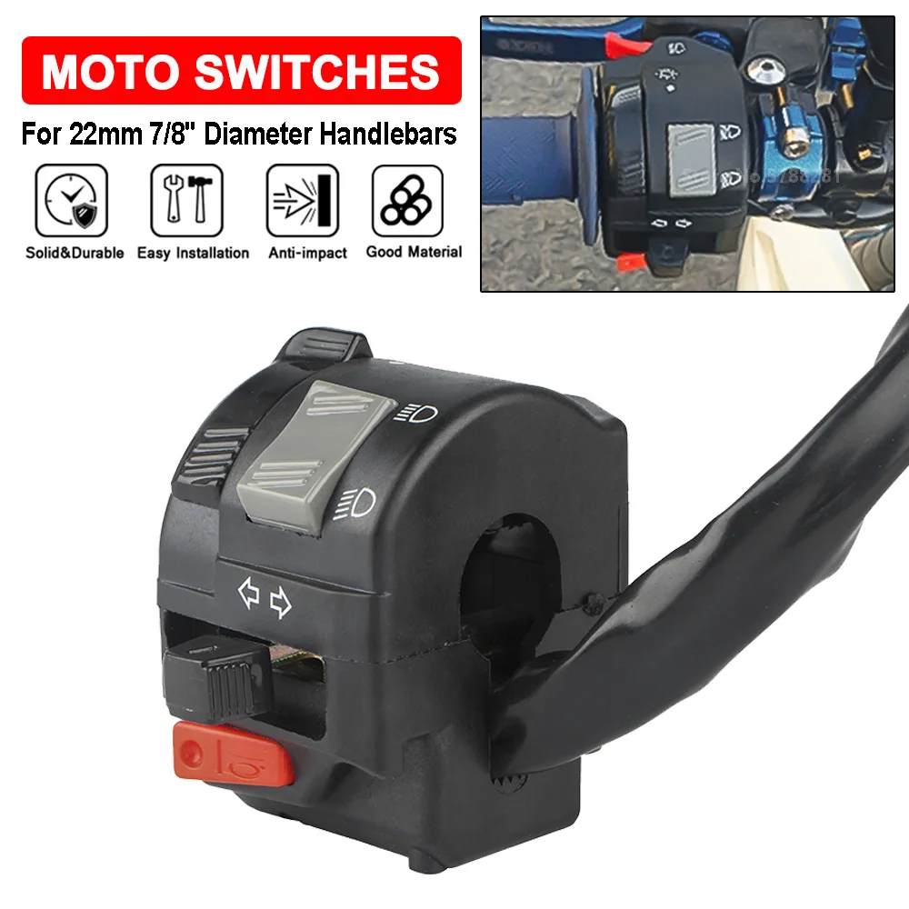 

Universal 22mm Handlebar Switch Motorcycle Headlight Turn Signal Fog Light Button Control Switch For YAMAHA RXK125 For HONDA