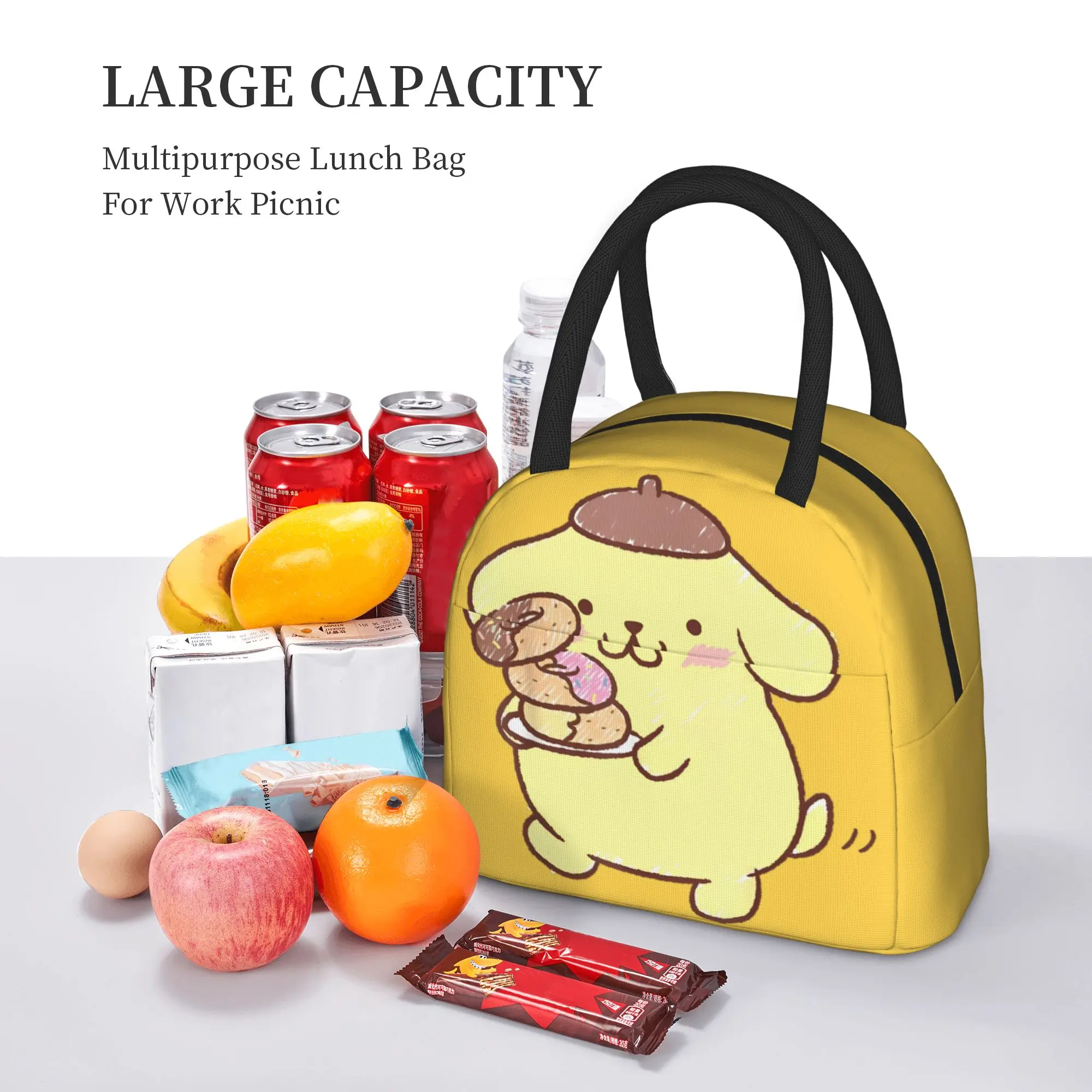Термосумка для обедов Pompompurin Donuts, герметичная, с мультяшным рисунком, контейнер для еды, термосумка-тоут, ланч-бокс для школы, активного отдыха, для мужчин и женщин (art.: 3920dac8a7b0c) - 3920dac8a7b0c