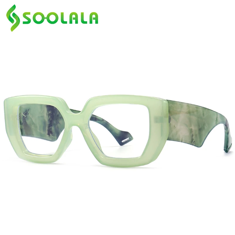 

SOOLALA Big Anti Blue Light Woman Reading Glasses Ladies Wide Arms Farsighted Reader Magnifying Presbyopic With Diopter Eyewear