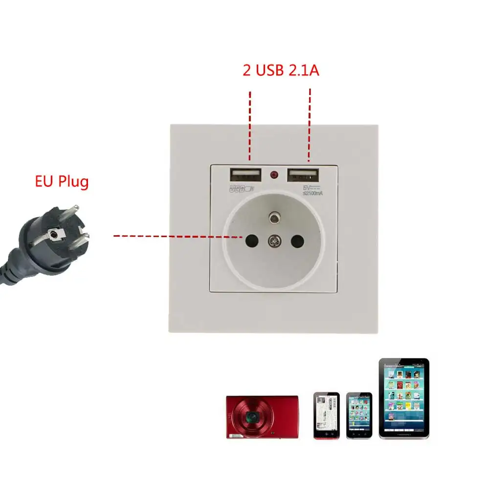 

4xнастенная Розетка с USB зарядным устройством с дуплексным зарядным портом FR