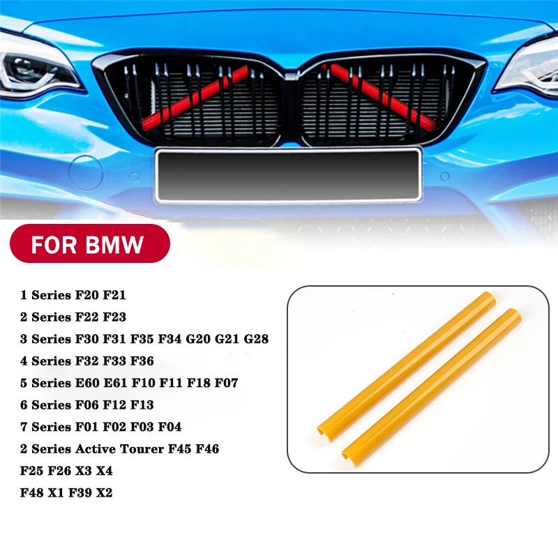 

2Pcs Car Front Grille Decoration Strip Frame Sticker for BMW F10 E60 F30 F32 F20 F22 F06 F02 F25 F26 G20 1 2 3 4 5 6 7 Series