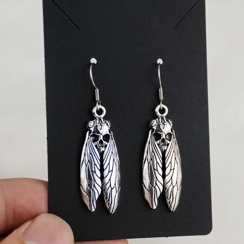 Vintage Skull Dead Head Cicada Earrings Moth Animal Jewerly for Gift | Dangle