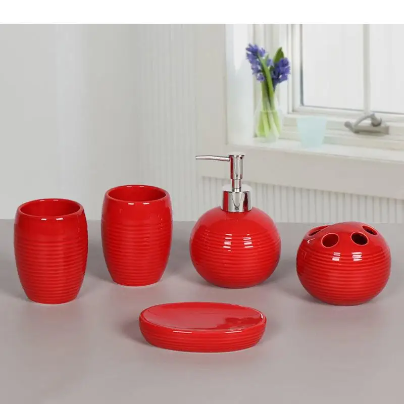 

European Style Simplicity Ceramic Five-piece Bathroom Wash Set Portable Home Hotel Bathroom Supplies Ornaments Accessories