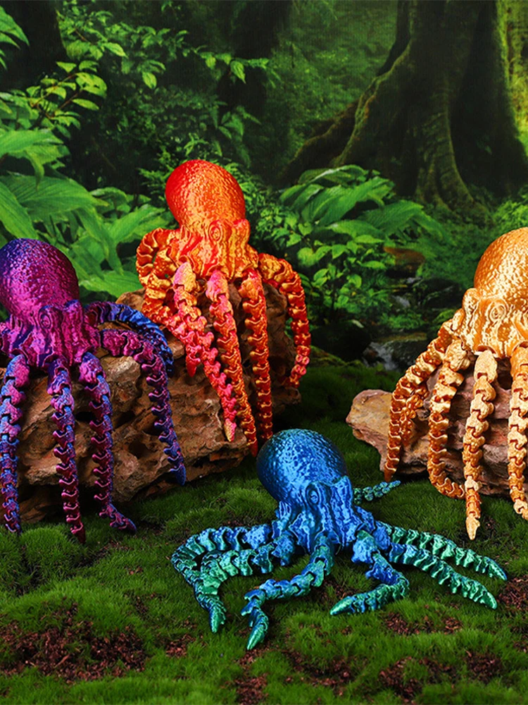 3D печатная фигурка осьминога креативная игрушка со свободным движением аквариум