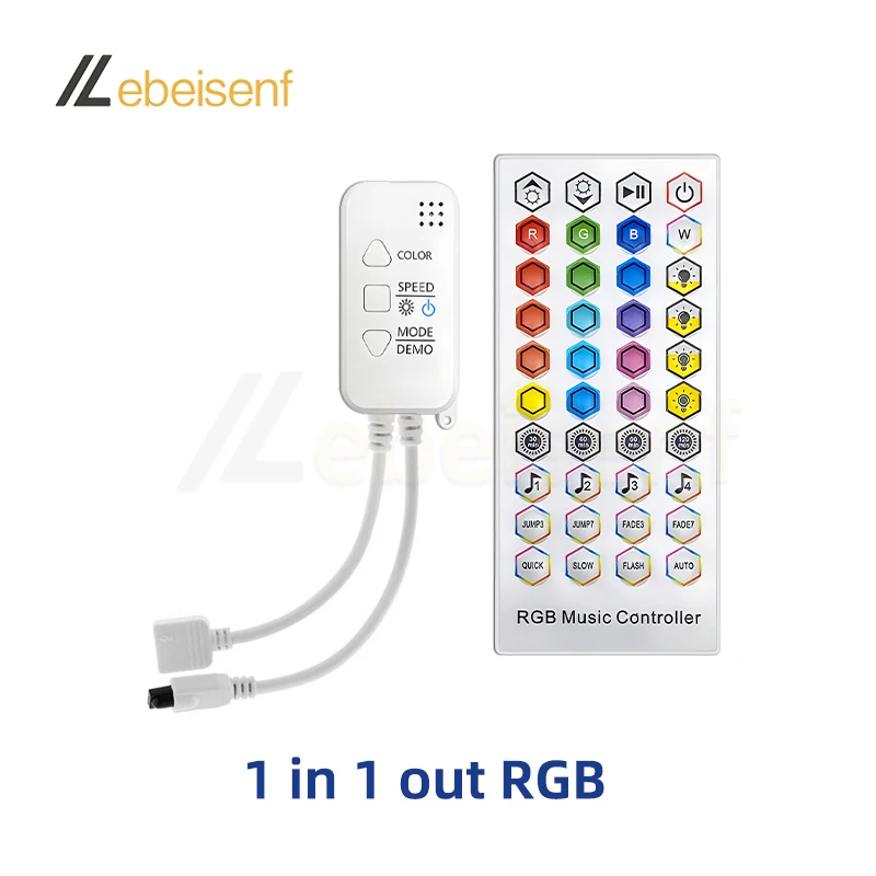 

Цветной светодиодный диммер с Bluetooth, 1-4 выходами, RGB, музыкальный режим синхронизации, с 40 клавишами, ИК-пульт дистанционного управления для световой балки 5050 2835