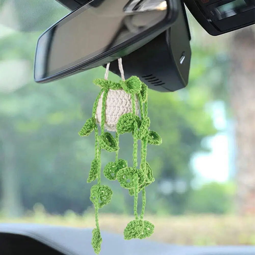

Handmade Potted Plants For Car Rearview Mirrors Ornament Creative Charm Auto Styling Interior Hanging Accessories Decoratio D4F1