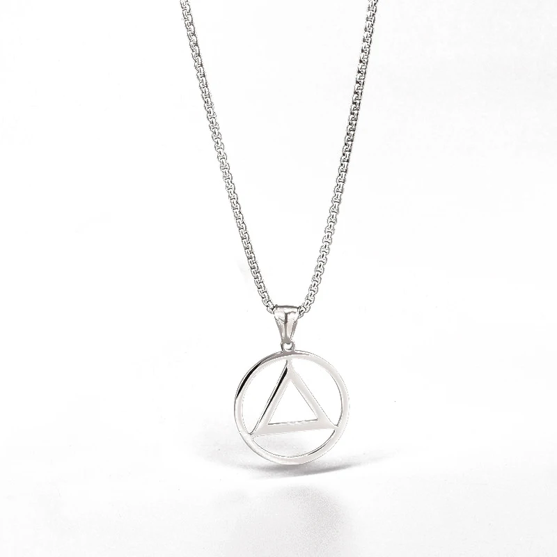 Ожерелье круглое из титановой стали с подвеской геометрической формы в стиле