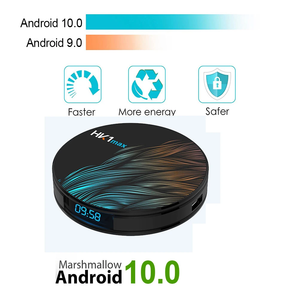 ТВ-приставка HK1 MAX Android 10 0 4K 60 FPS медиаплеер 4 Гб + 32 ГБ/64 Гб/128 ГБ Rockchip Двойной Wi-Fi -