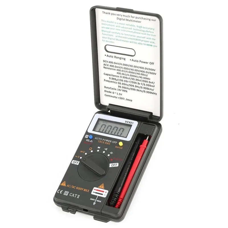 Цифровой мультиметр Pocket VC921 с ЖК-дисплеем 4000 отсчетов True-RMS Автоматический