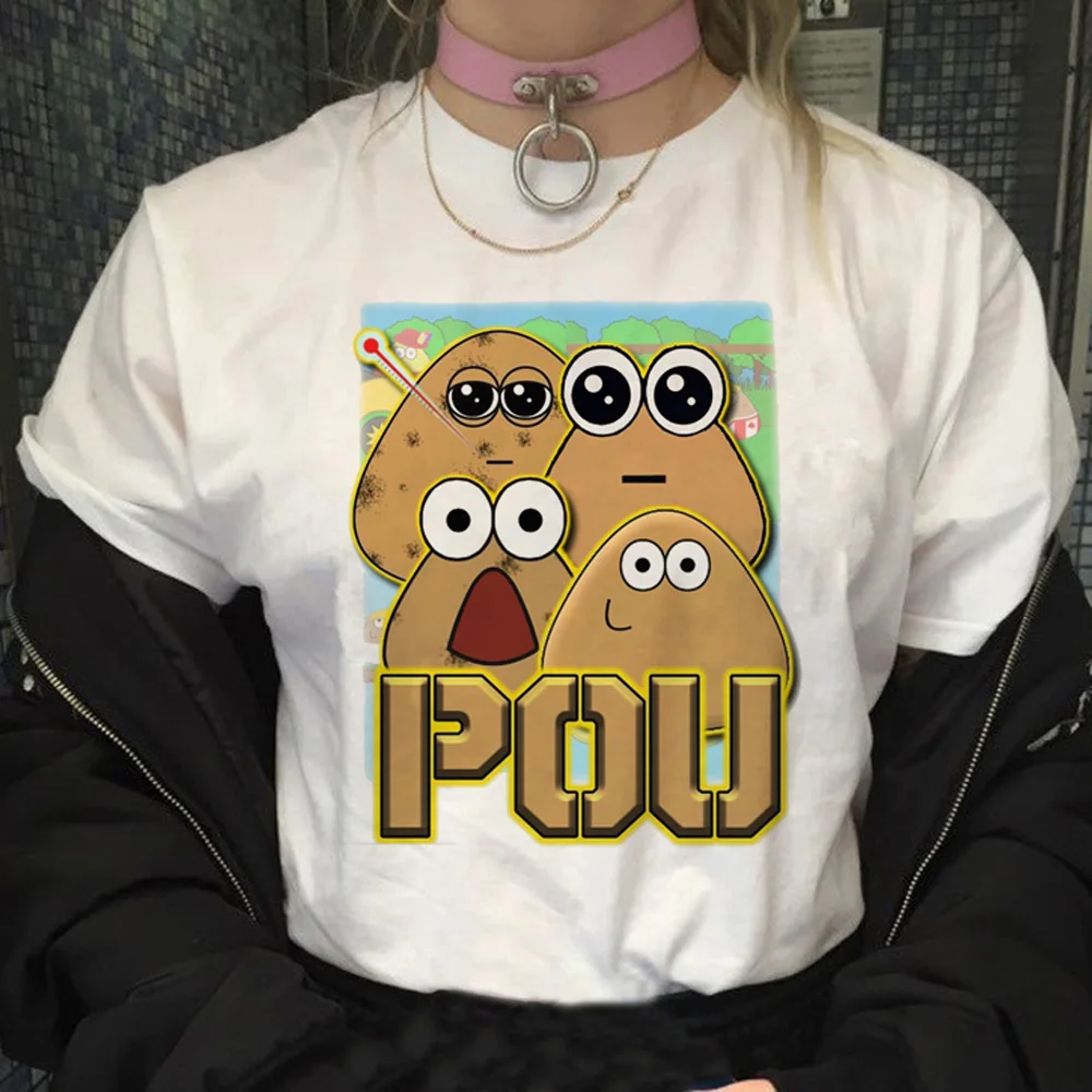 Женская смешная комиксная футболка Pou аниме одежда