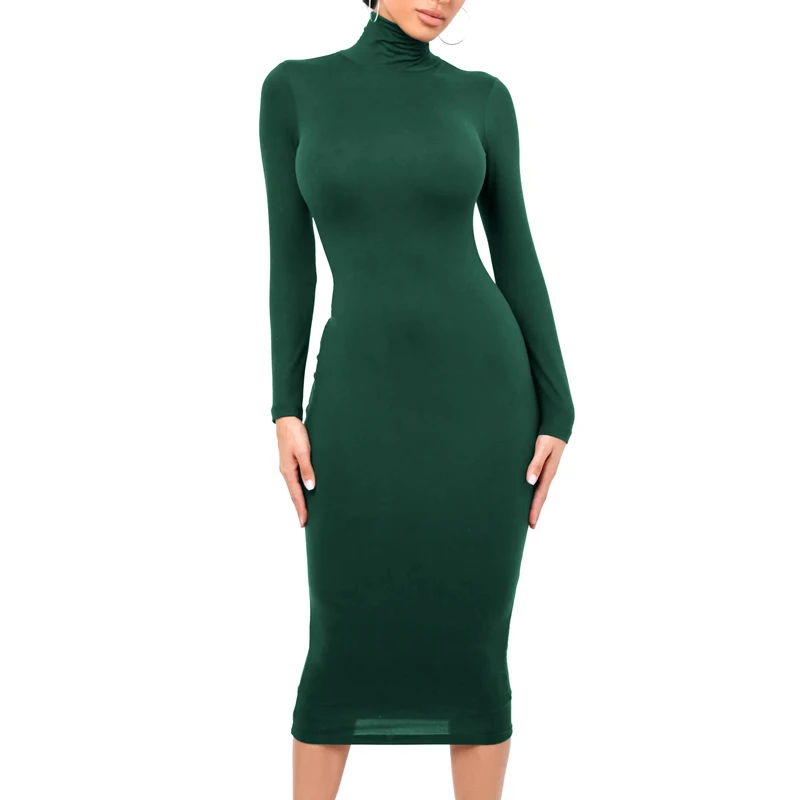 

Модные облегающие длинные платья с высоким воротником, женские пикантные платья с длинным рукавом, зимнее праздничное платье, Женская Осен...