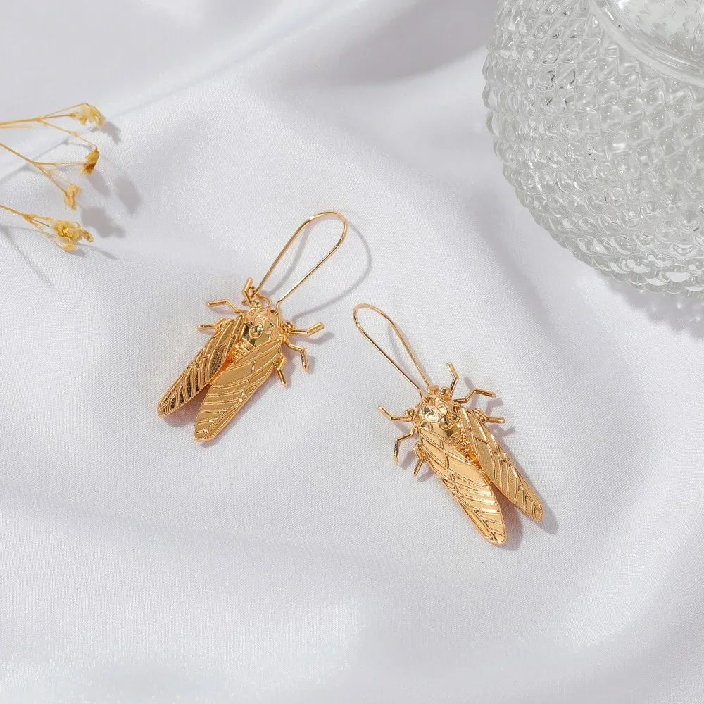 Креативные золотые серьги с насекомыми длинные уникальные знаний