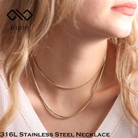 bipin stainless steel round snake chain necklace women jewelry wedding party 2022 gift necklace