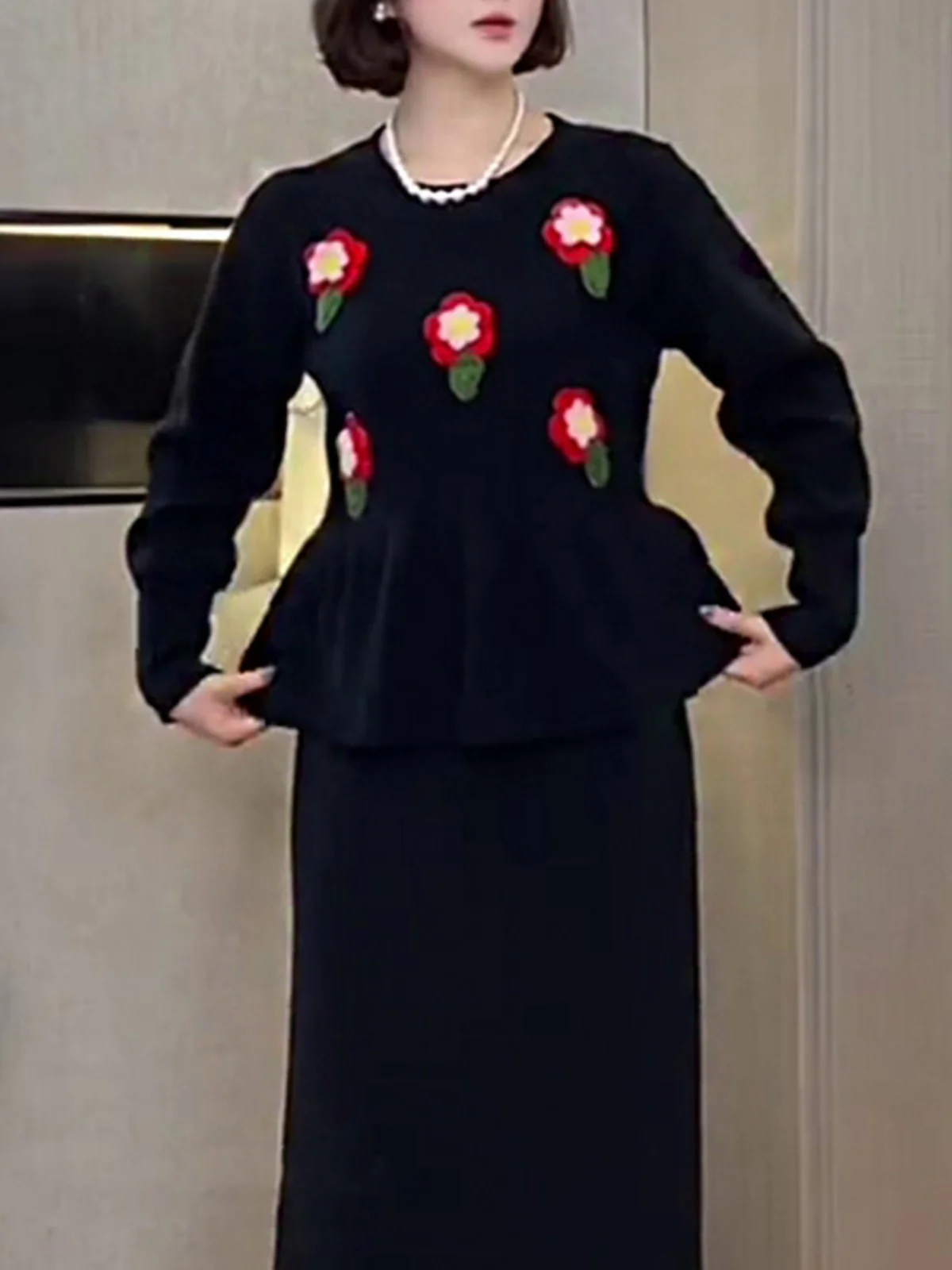 Женская одежда больших размеров Chubby Girl осень 2024 новый топ с длинными рукавами и