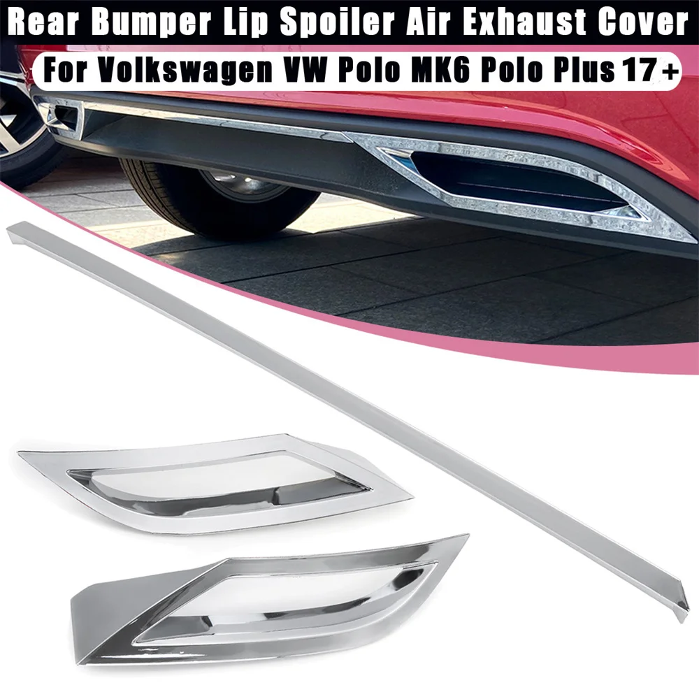 

3Pcs Rear Bumper Diffuser Lip Spoiler For Volkswagen Polo MK6 Air outlet Exhaust Strip Cover Trim TGI TSI TDI 2017-2021 Body Kit
