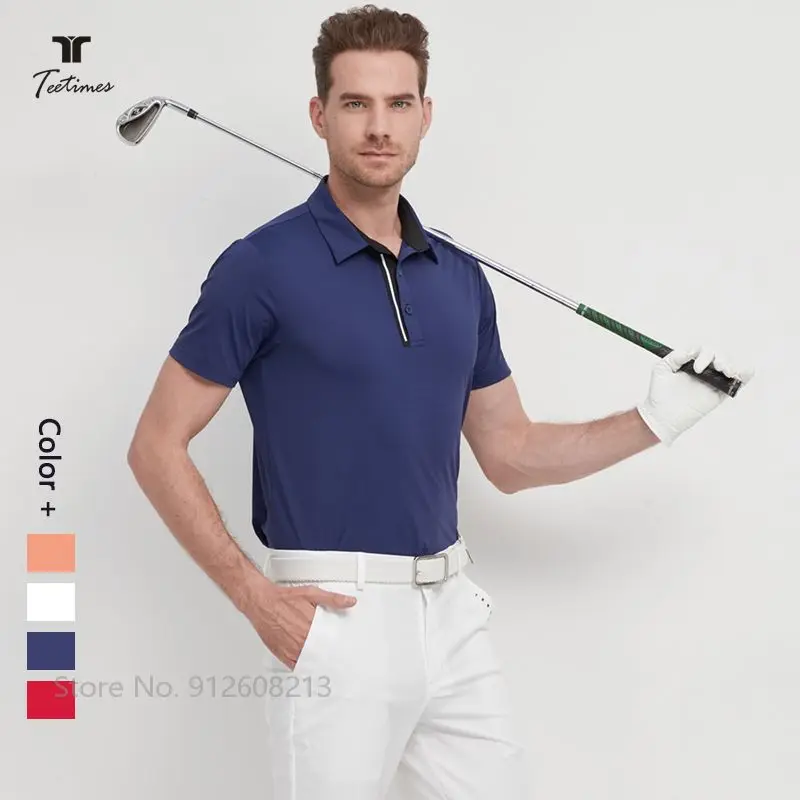 

Teetimes Golf Men Short Sleeve Polo Shirt Male Korean Casual Golf T-shirts Breathable Muscle Sport Tops Quick Dry Clothing S-3XL