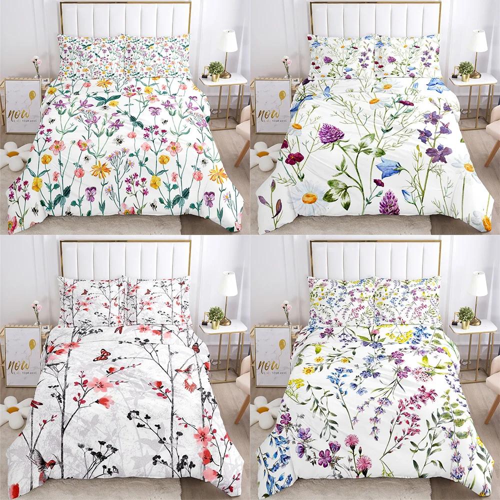 

Flower Butterfly Garden Duvet Cover Free Pillowcase Doona Cover Quilt Cover Double Comforter Cover Twin Queen Bedding Set
