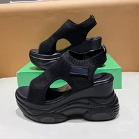 platform sandals women shoes peep toe sandals summer breathable mesh thick sole sandals women silver black zapatos mujer sandals