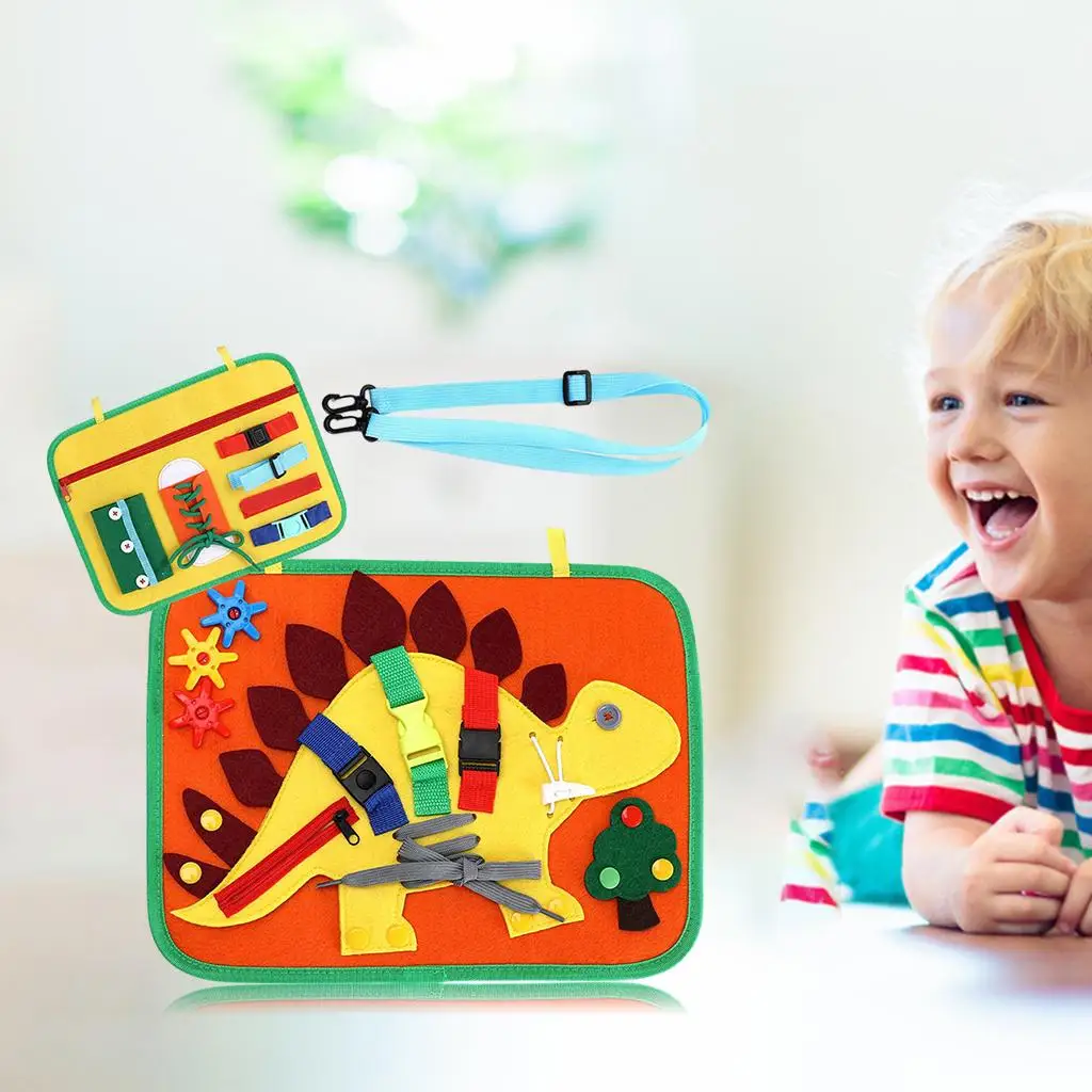 

Busy Board Learning Buckle Button Skills Sensory Toy for Toddlers 1-3 Ages