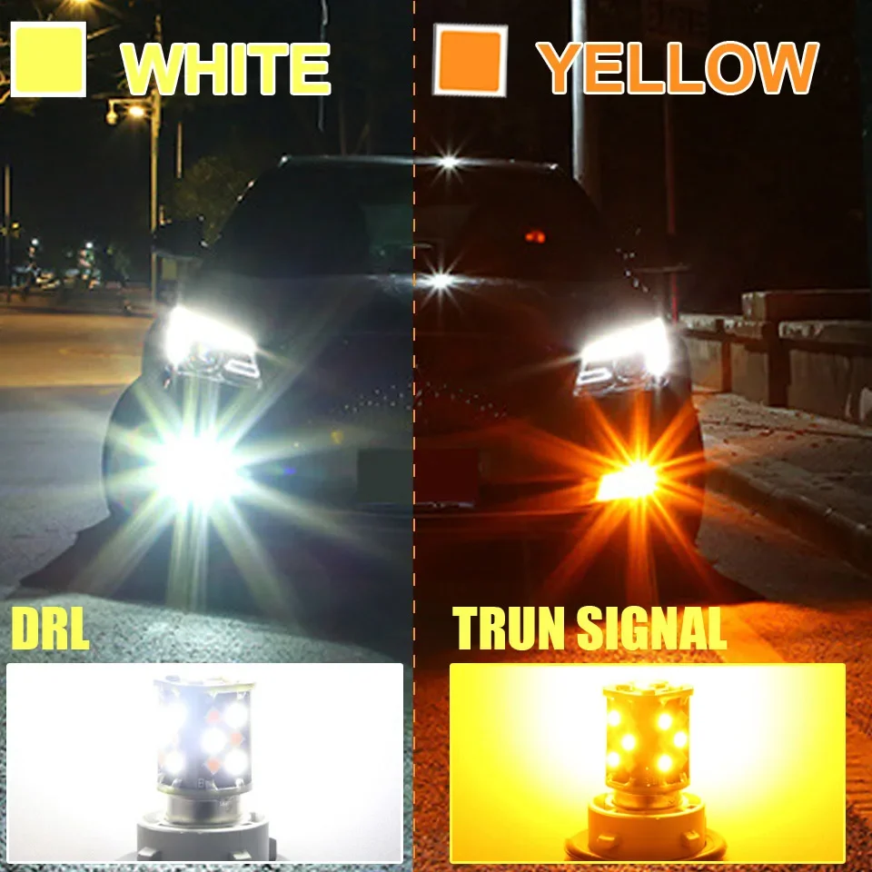 

2 шт., двухцветные автомобисветодиодный светодиодные лампы для указателей поворота, 12 В, 24 В