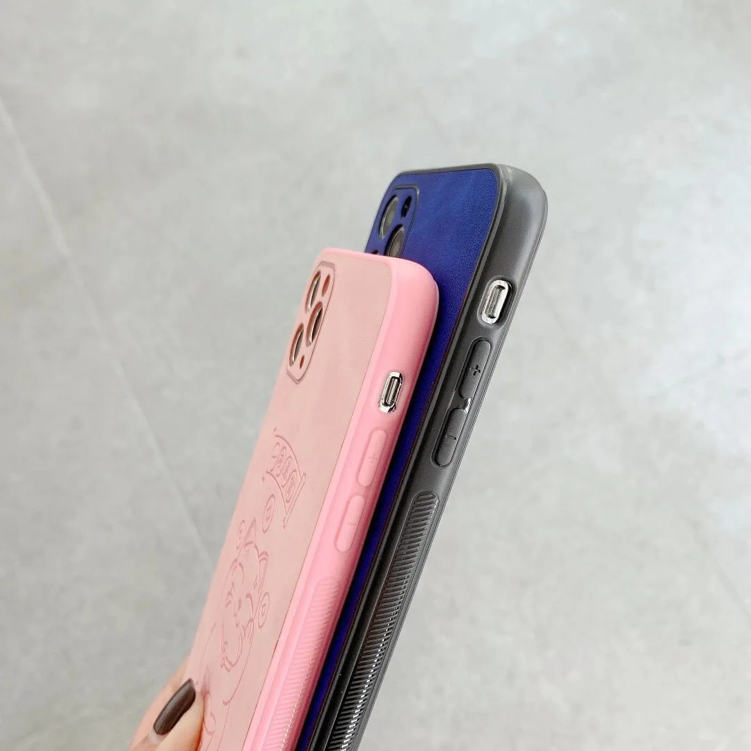 

Cartoon Amine Phone Case For iphone 13 12 11 Pro Max Leather skin friendly Klein blue Luxury Design Red Case For iphone 11 Case