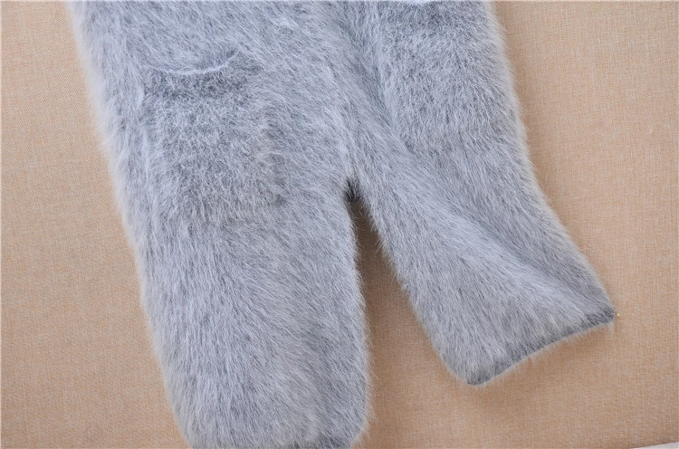 04 женская осенне-зимняя одежда серая норковая кашемировая вязаная водолазка с