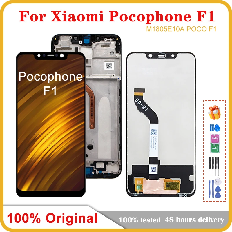 ЖК-дисплей 6,18 дюйма для Xiaomi Pocophone F1, ЖК-дисплей Poco F1, 10-сенсорный экран с дигитайзером в сборе для PocophoneF1 PocoF1 LCD