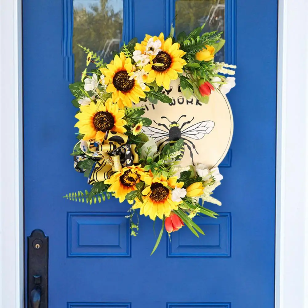 

Attractive Honeybee Festival Wreath Realistic Looking Door Hanging Garland Fine Workmanship Create Festive Atmosphere