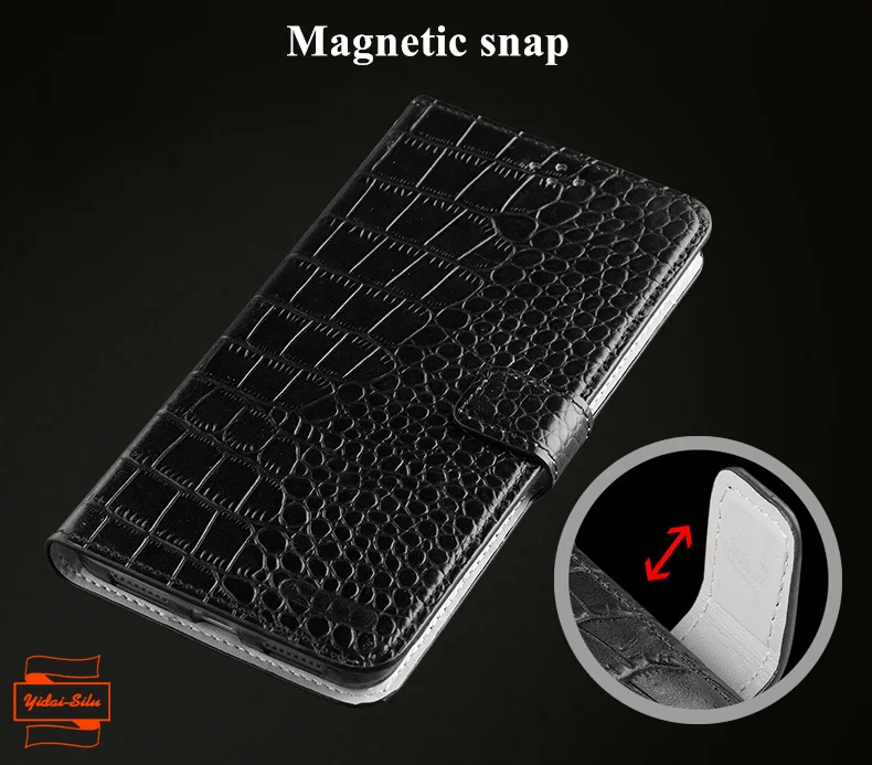 

Yidai-Silu Real Leather Flip Case Crocodile Pattern Magnetic Business Shockproof Wallet TPU Cover for HuaWei P50 40 Pro Plus