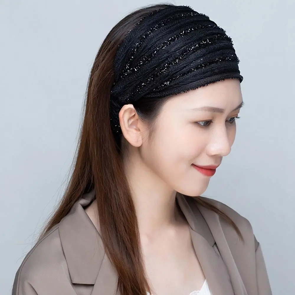 

Headband Mother Hair Hoop Elastic Hair Band Shiny Stripe Mesh Hairbands Wide Hair Band Women Headband Korean Headwear