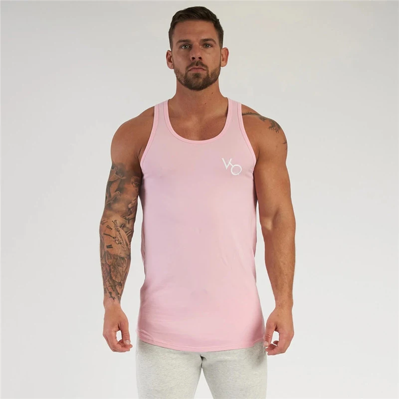 Men 's Summer Gyms Fitness Tank Top Cotton Sportswear Jogger Streetwear Casual Singlets Printing Vest Brand Men Clothing Tops images - 6
