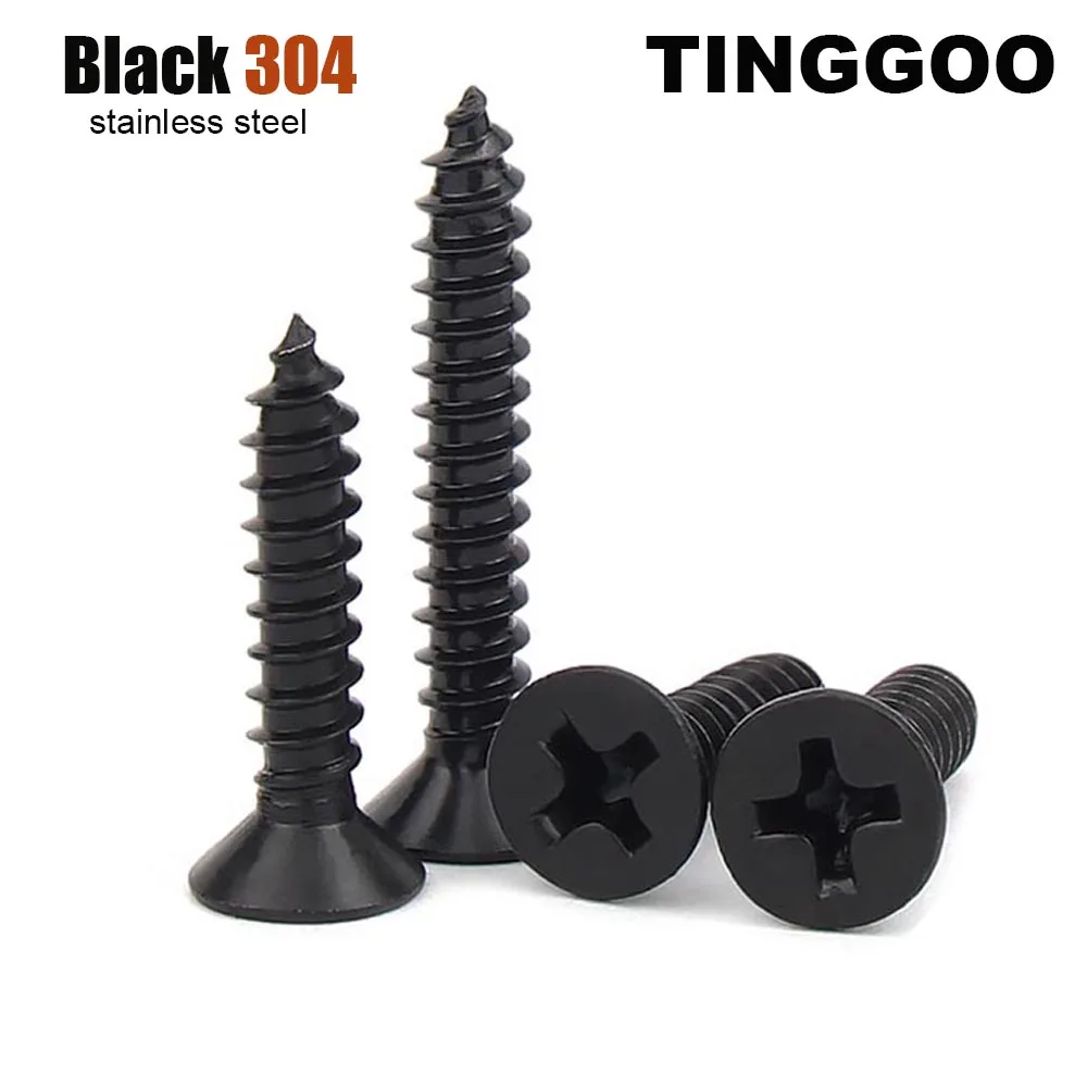 

M1 M1.2 M1.4 M1.7 M2 M2.3 M2.6 M3 M3.5 M4 M5 M6 Черный 304 Нержавеющая сталь Phillips с плоской потайной головкой Саморез по дереву